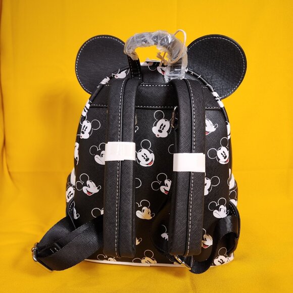 Loungefly Disney Parks Mickey Mouse AOP Faces Expressions Ears Mini Backpack NEW main image 8
